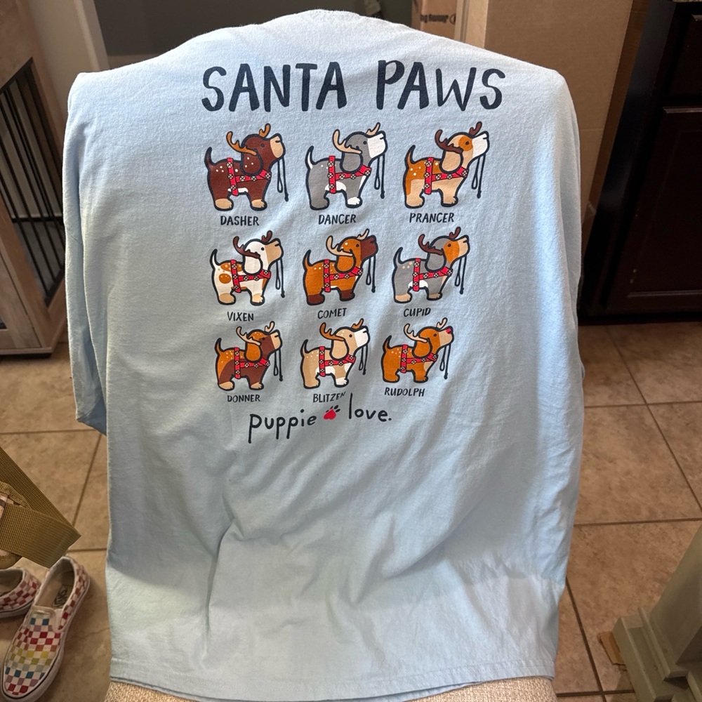 Puppie Love Light Blue Graphic Long Sleeve Tee